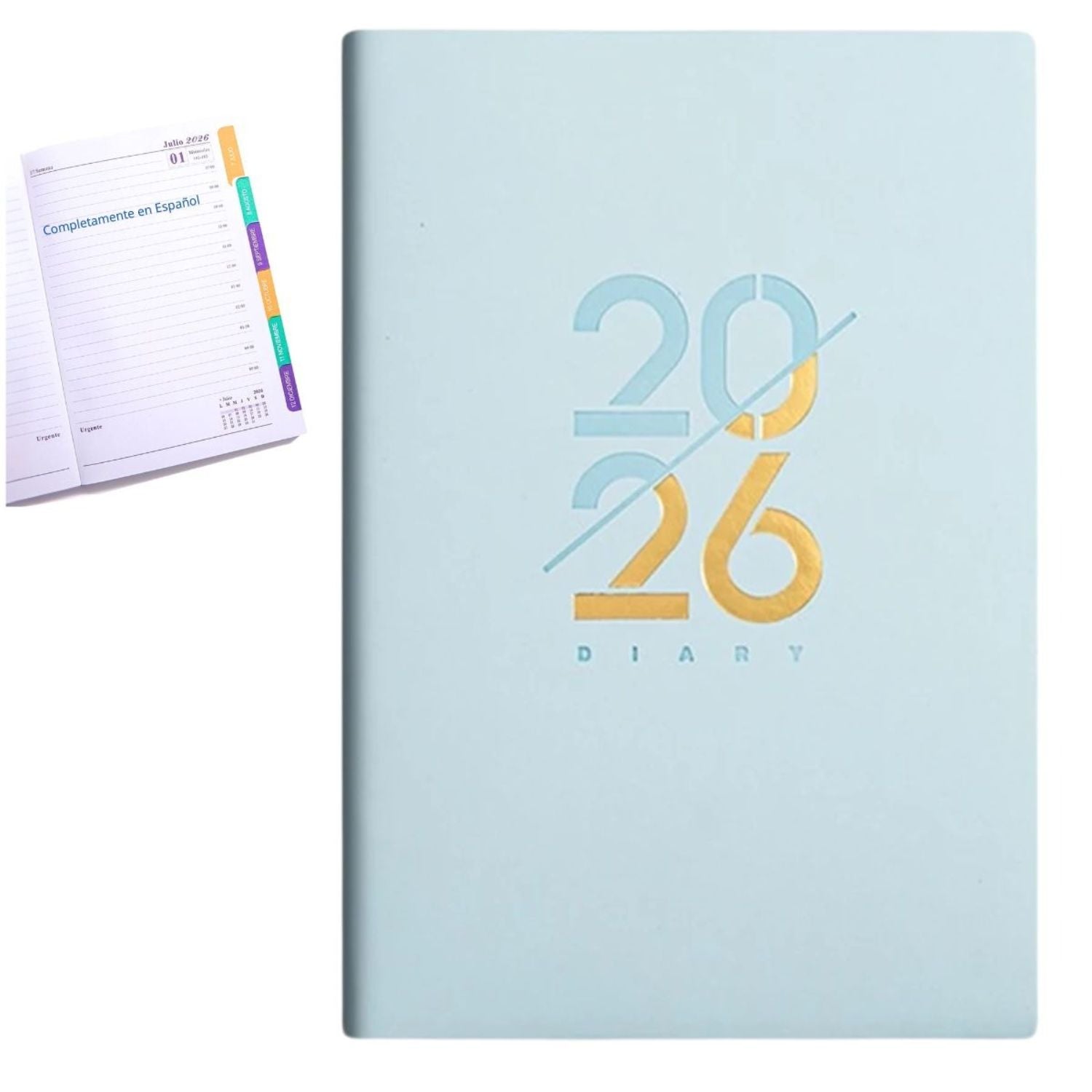 Agenda 2026 en Español Azul Pastel Agendas y Journals Hobbees