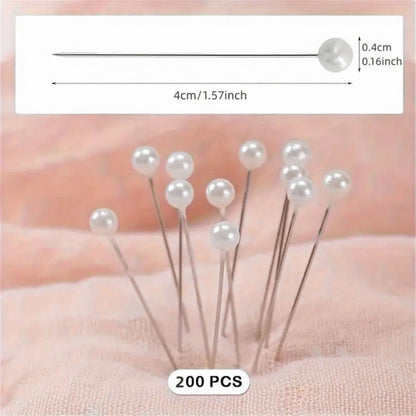 200 Alfileres con Cabeza de Perla 4 cm Adornos / Embellishments Hobbees