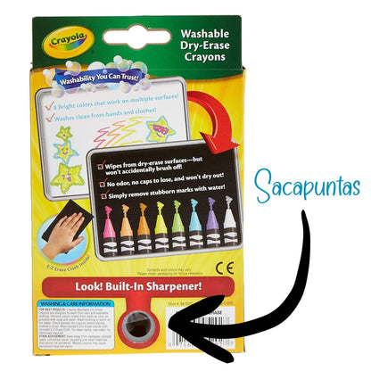 Washable Dry-Erase Crayons / 8 Crayones Borrables Brilantes Crayones Crayola
