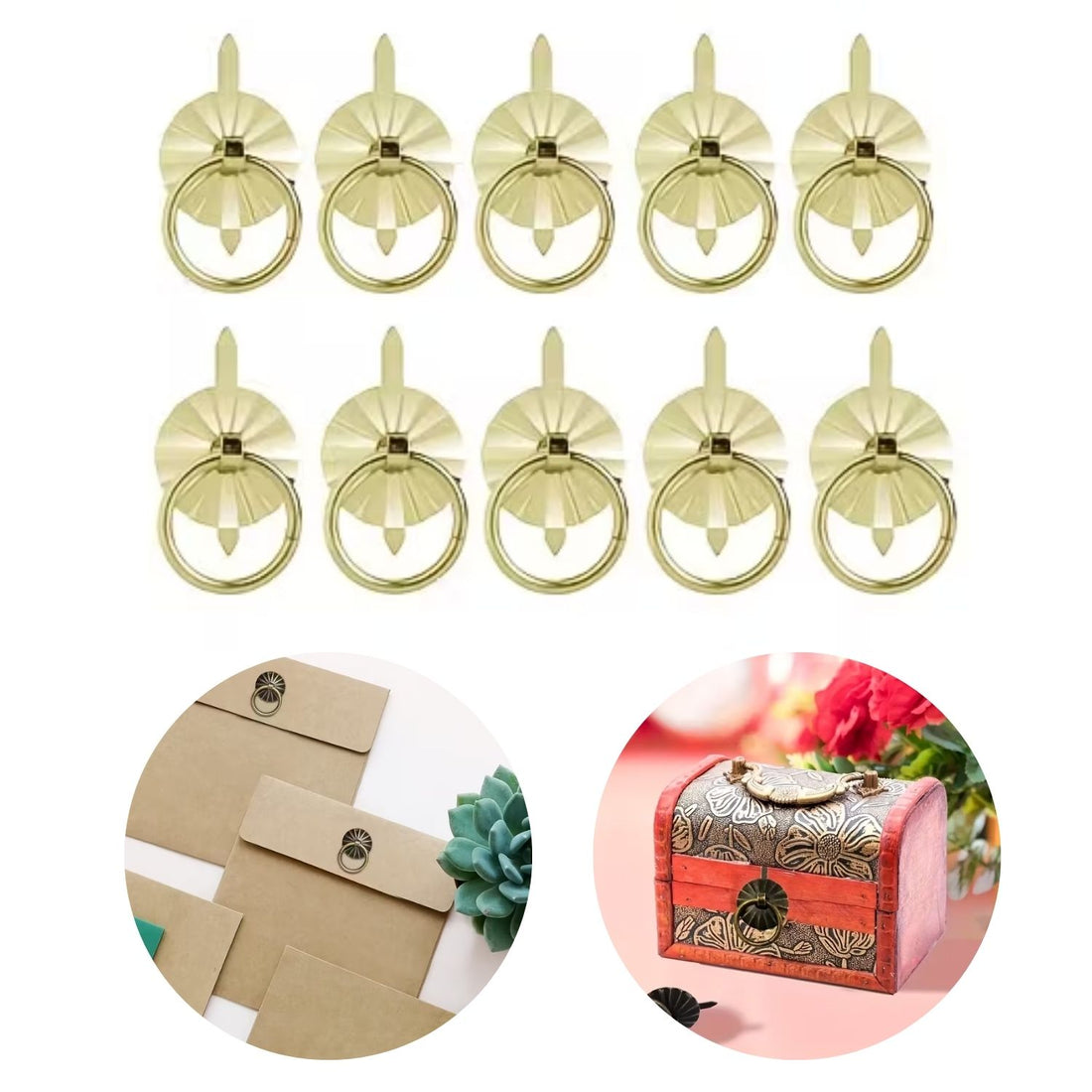 10 Jaladeras Tipo Brads Color Dorado 38mm Adornos / Embellishments Hobbees