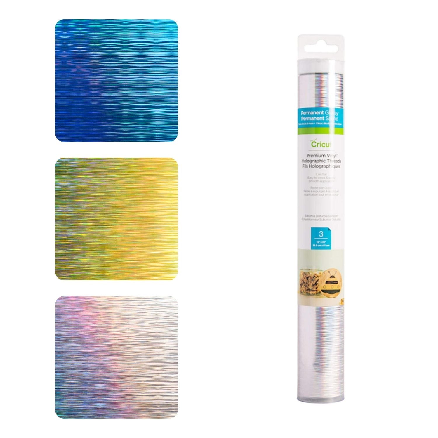 Premium Vinyl Holographic Threads / Vinil Holográfico Hilos Suburbia Viniles Cricut