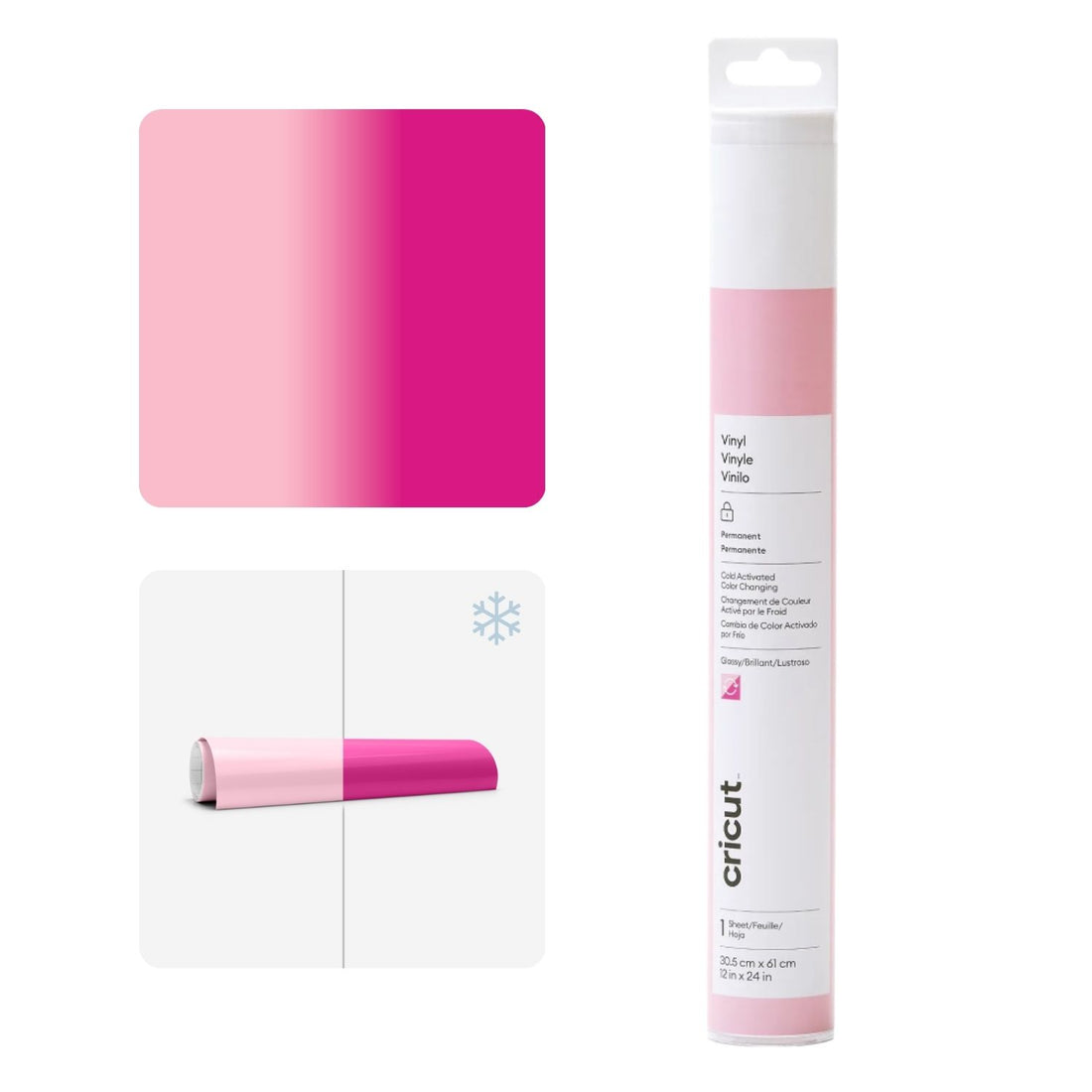 Color Changing Vinyl Pink / Vinil Permanente Cambia Color con Frío Rosa Viniles Cricut