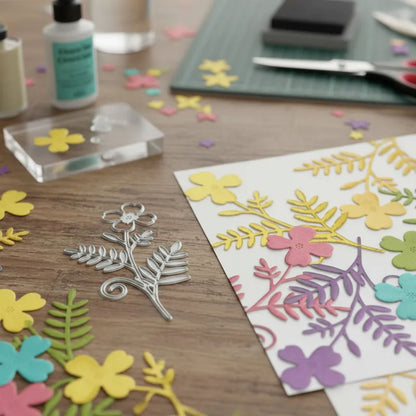 Suaje Flor con Follaje de 4 Pétalos Dados de Corte / Suajes / Troqueles Hobbees