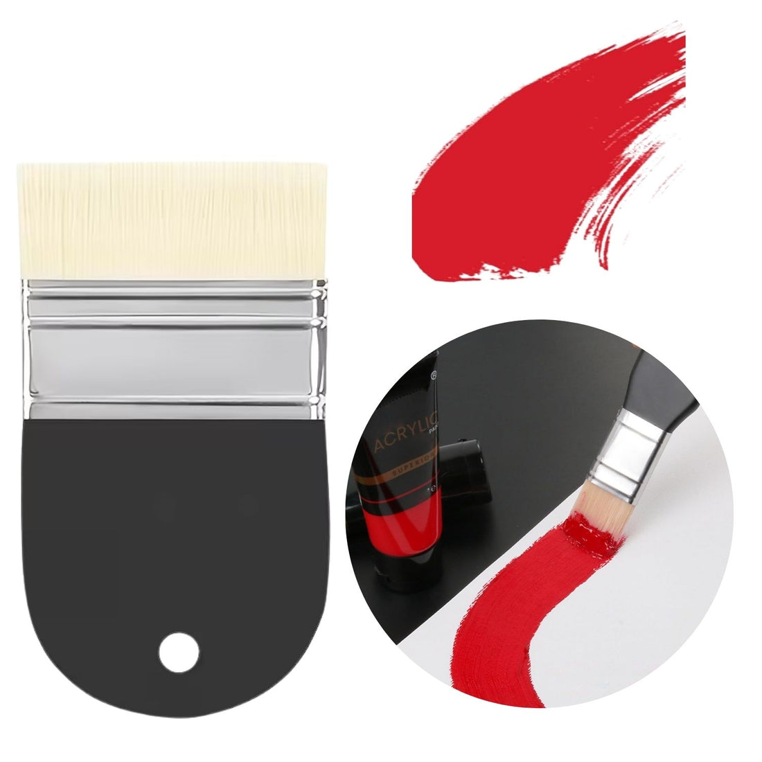 Brocha Plana para Aplicar Pintura y Medios 7.5cm Pinceles y Brochas Novelty