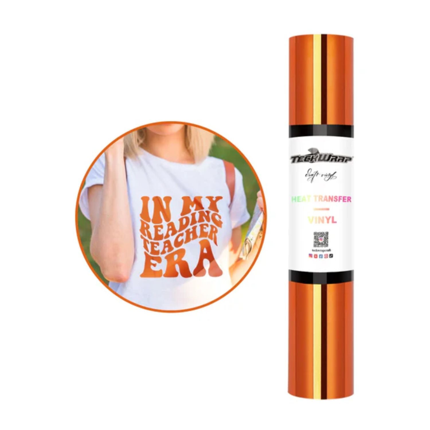 Metallic Chrome Heat Transfer Vinyl Orange / Vinil Metálico Termoadhesivo Naranja Viniles Teckwrap
