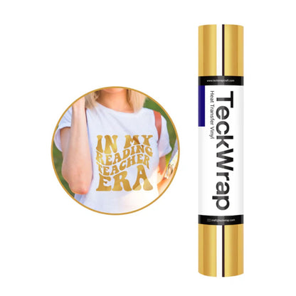 Metallic Chrome Heat Transfer Vinyl Gold / Vinil Metálico Termoadhesivo Dorado Viniles Teckwrap