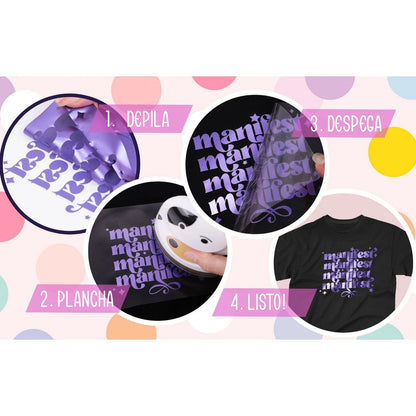 Simple Gray Metallic Pearlescent HTV / Vinil Termoadhesivo Perlado Metálico Gris Viniles Teckwrap