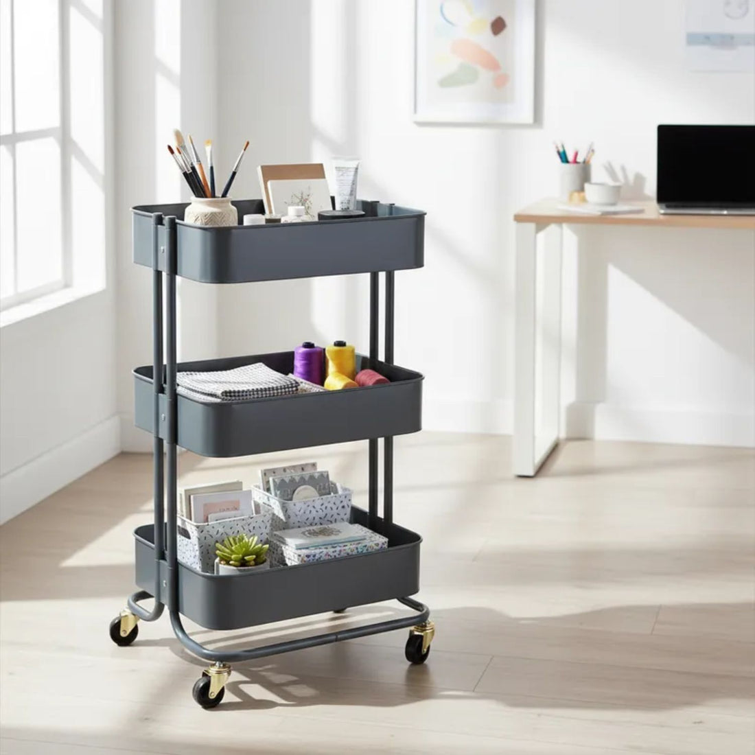 A la Cart Storage Cart Burnt Ash / Carrito Organizador con Ruedas Negro Almacenamiento y Organización We R Memory Keepers