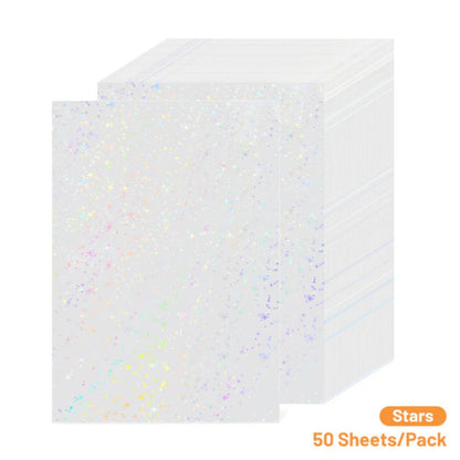 Laminate Sheets Stars Holographic / 50 Hojas Laminado Autoadhesivo Estrellas Holo Acetato y Especializados Teckwrap
