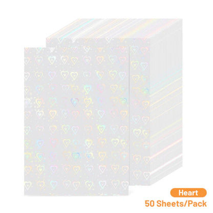 Laminate Sheets Heart Holographic / 50 Hojas Laminado Autoadhesivo Corazones Holo Acetato y Especializados Teckwrap