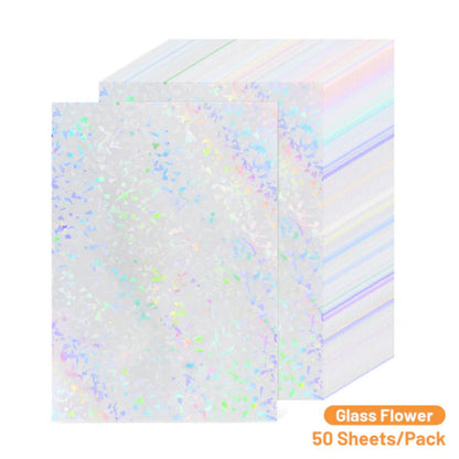 Laminate Sheets Glass Flower Holographic / 50 Hojas Laminado Autoadhesivo Flor De Cristal Holo Acetato y Especializados Teckwrap