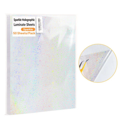 Laminate Sheets Sparkle Holographic / 50 Hojas Laminado Autoadhesivo Brillos Holo Acetato y Especializados Teckwrap