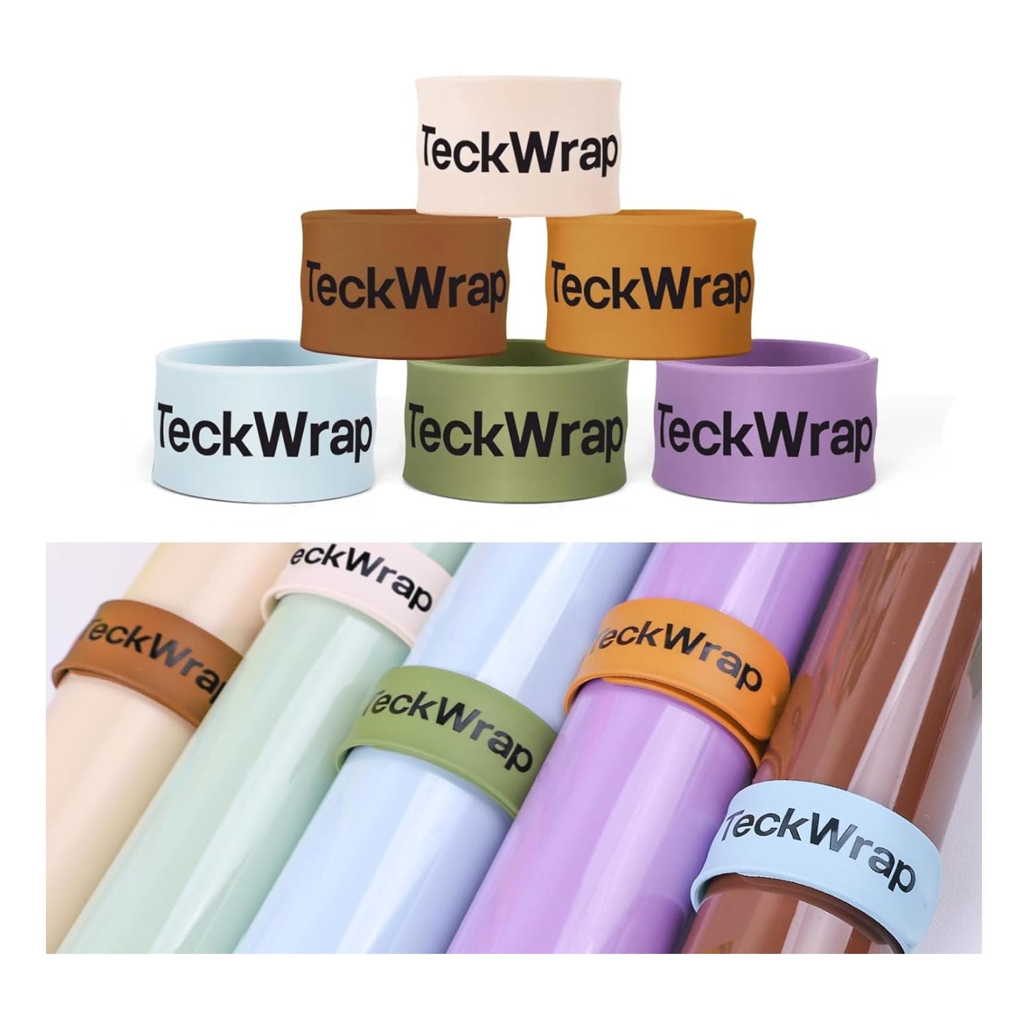 Morandi Silicone Slap Bracelets / Brazaletes Sujeta Rollos Neutros Almacenamiento y Organización Teckwrap