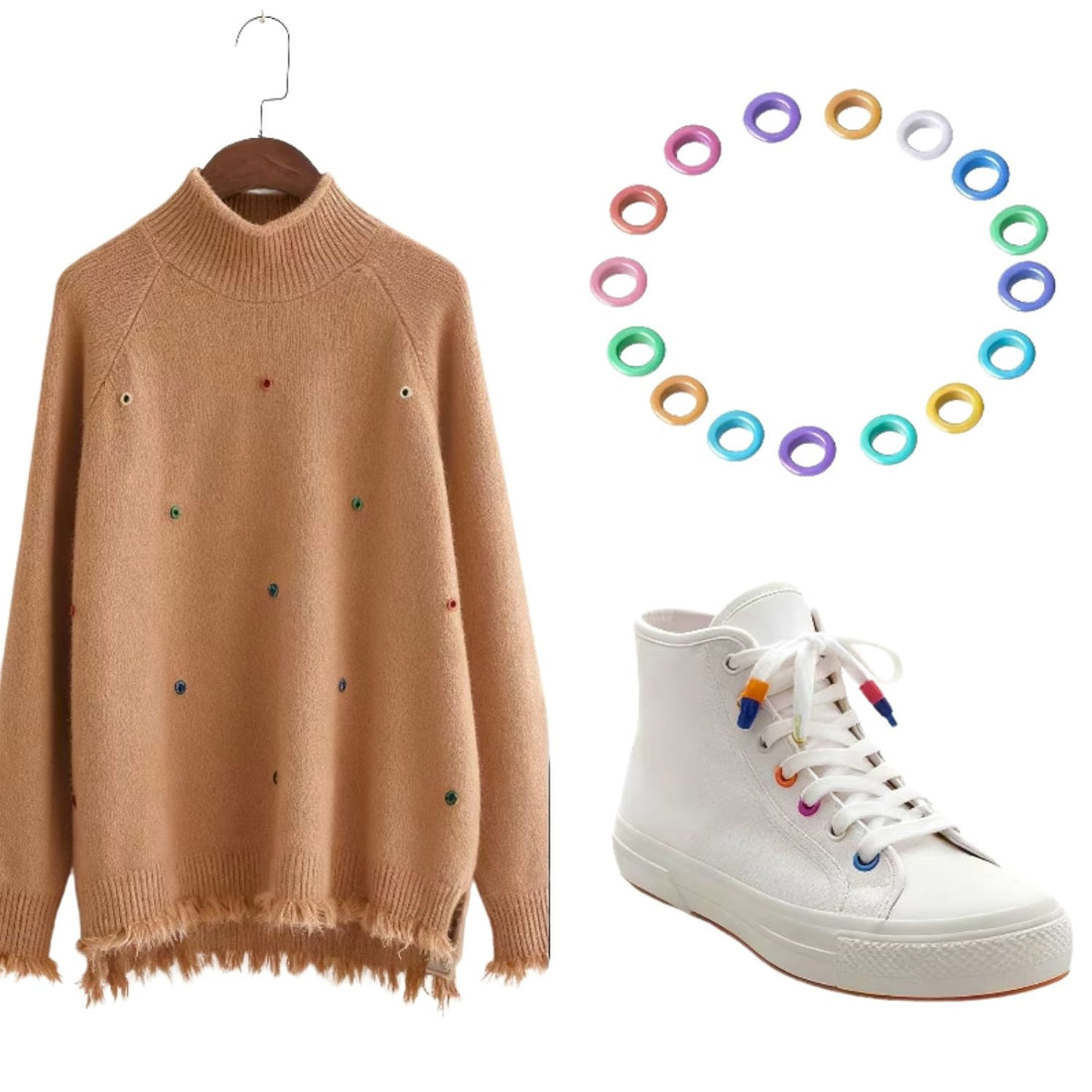 330 Ojillos Metálicos de Colores y Arandelas con Estuche Eyelets, Ojilos Hobbees