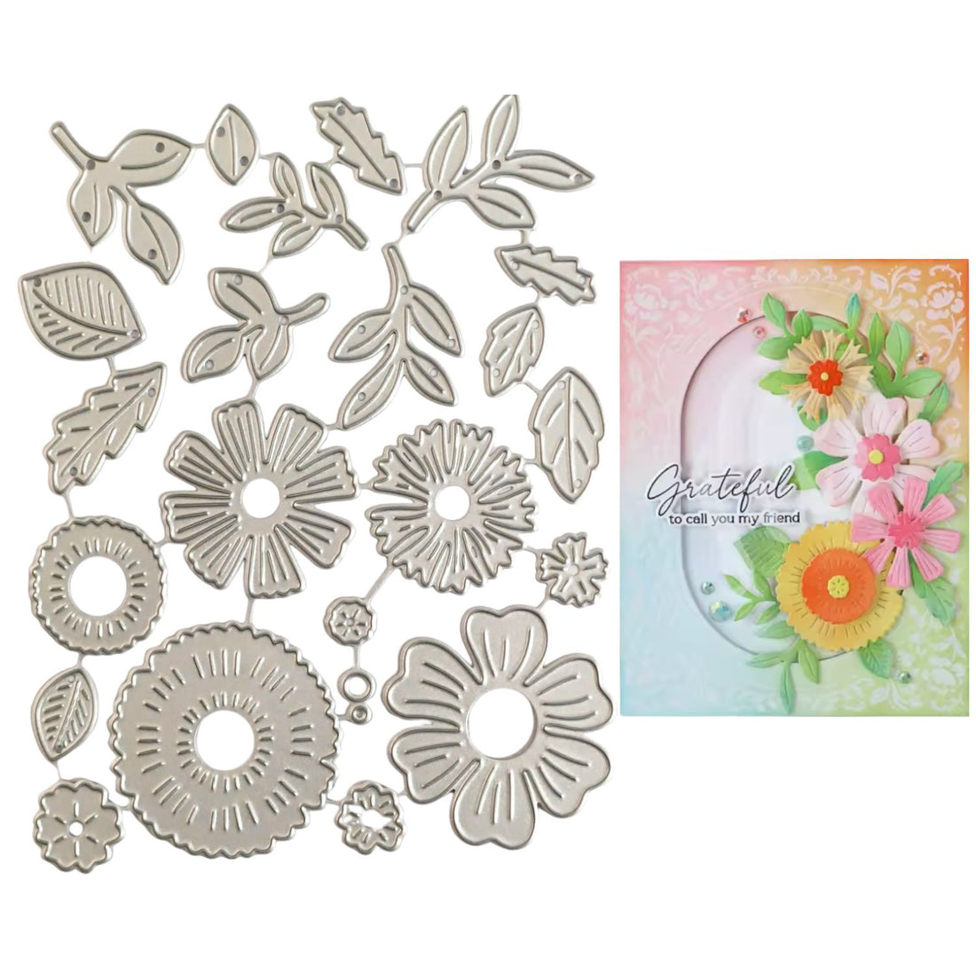 Set de Suajes o Troqueles de Flores y Hojas Dados de Corte / Suajes / Troqueles Hobbees