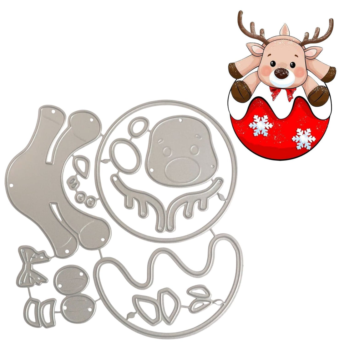 Suajes o Troqueles de Reno Sobre Esfera Navideña Dados de Corte / Suajes / Troqueles Hobbees