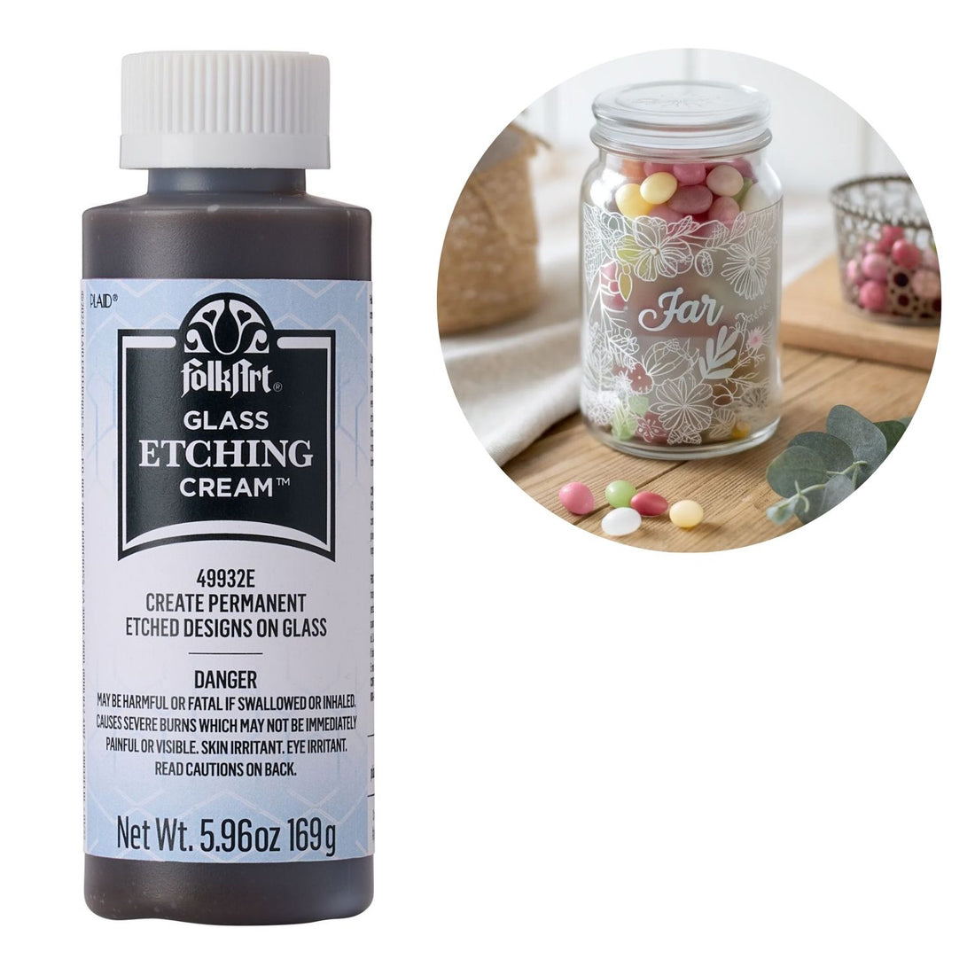 Glass Etching Cream / Crema Para Grabar Vidrio Pinturas Folkart