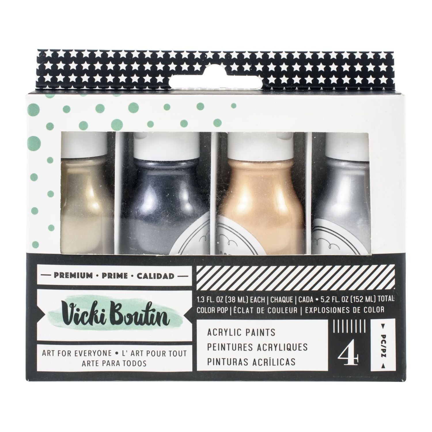 Set Acrylic Metallics Paint / Set de 4 Pinturas Acrílicas Metálicas Acrìlicos American Crafts