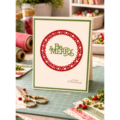 Be Merry Lace Doily Die / Suaje de Blonda Navideña Dados de Corte / Suajes / Troqueles Ultimate Crafts