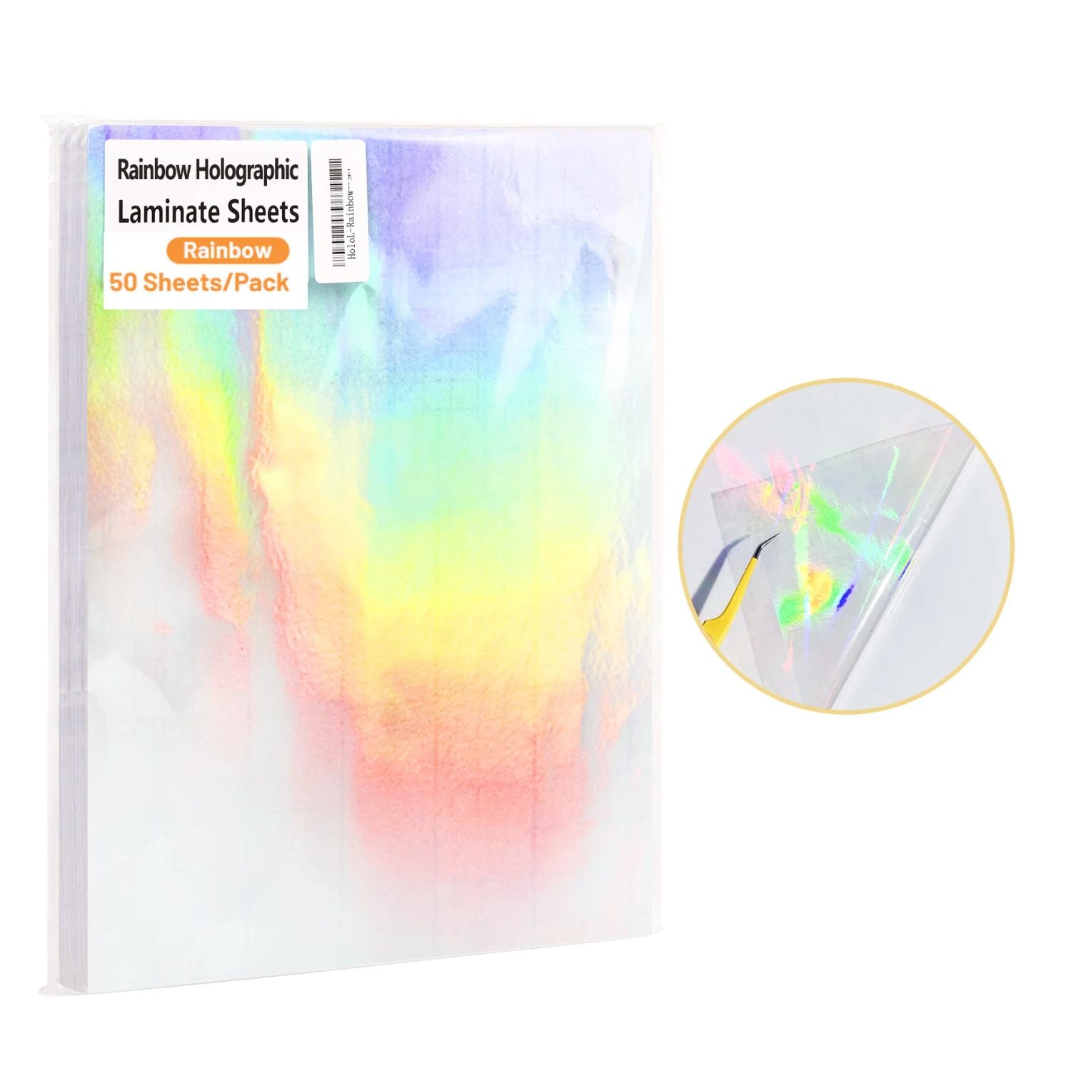 Laminate Sheets Rainbow Holographic / 50 Hojas Laminado Autoadhesivo Arcoiris Holo