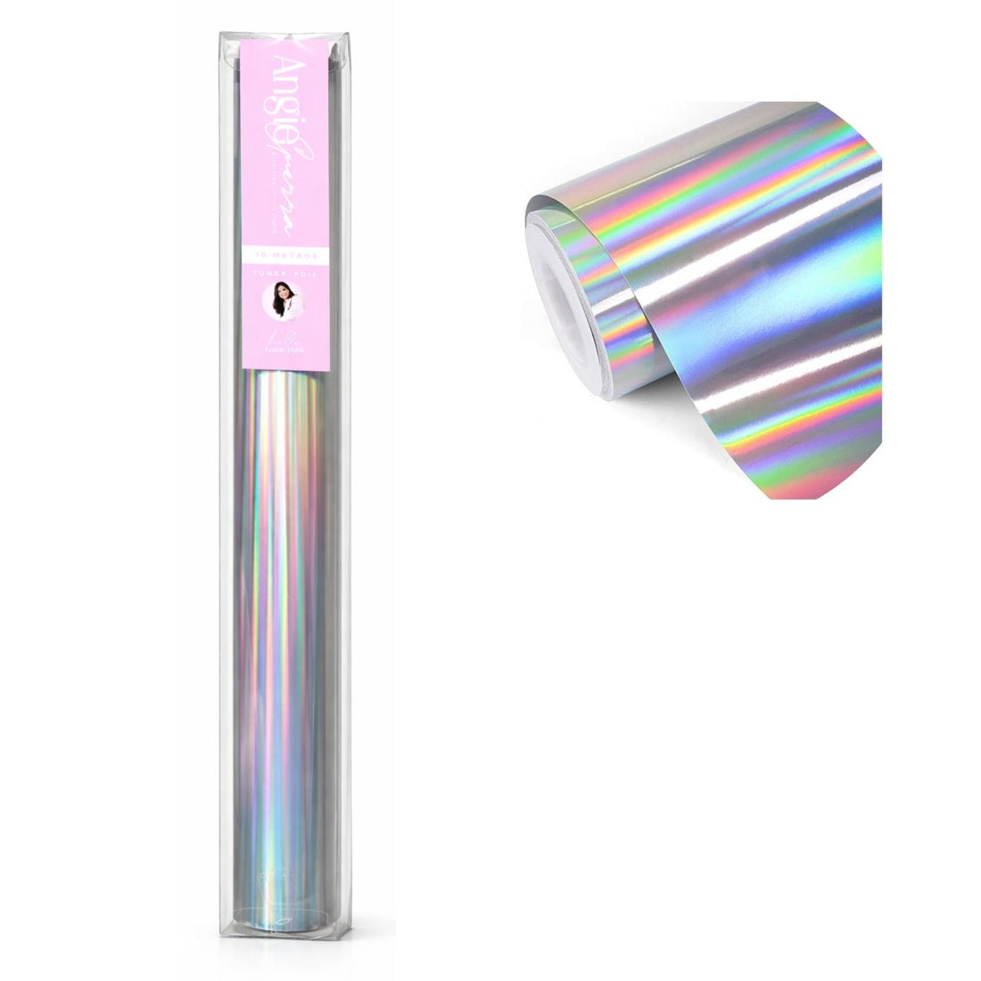 Foil para Tinta Toner Plata Holografica 10m. Foil Reactivo Angie Guerra