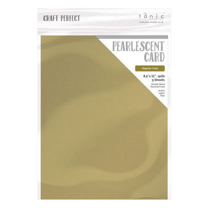 Pearlescent Cardstock Pearl Majestic Gold / 5 Hojas de Cartulina Aperlada oro Majestuoso PAPEL Tonic Studios