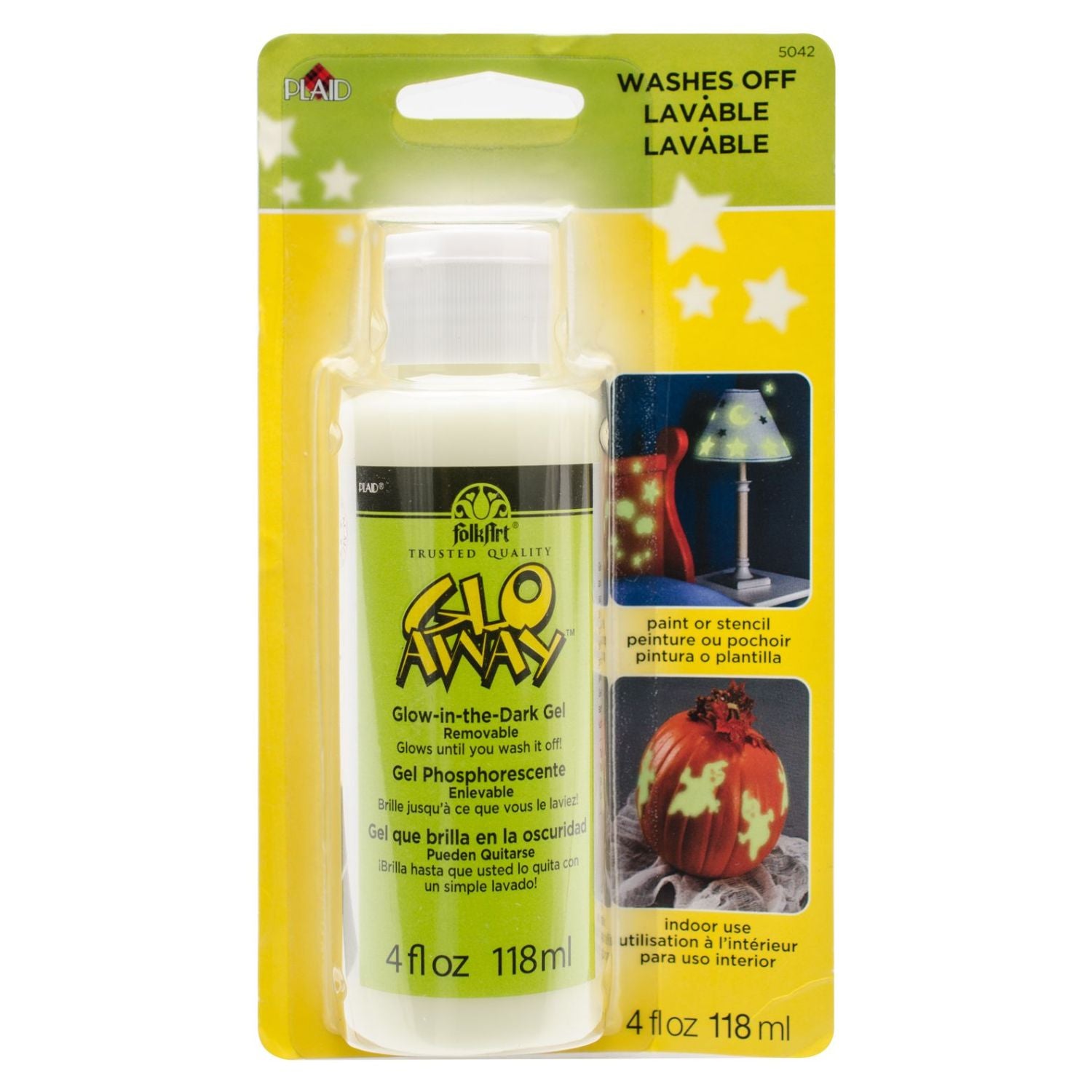 Glo Away Removable Paint / Pintura Lavable Brilla en la Oscuridad Acrìlicos Plaid