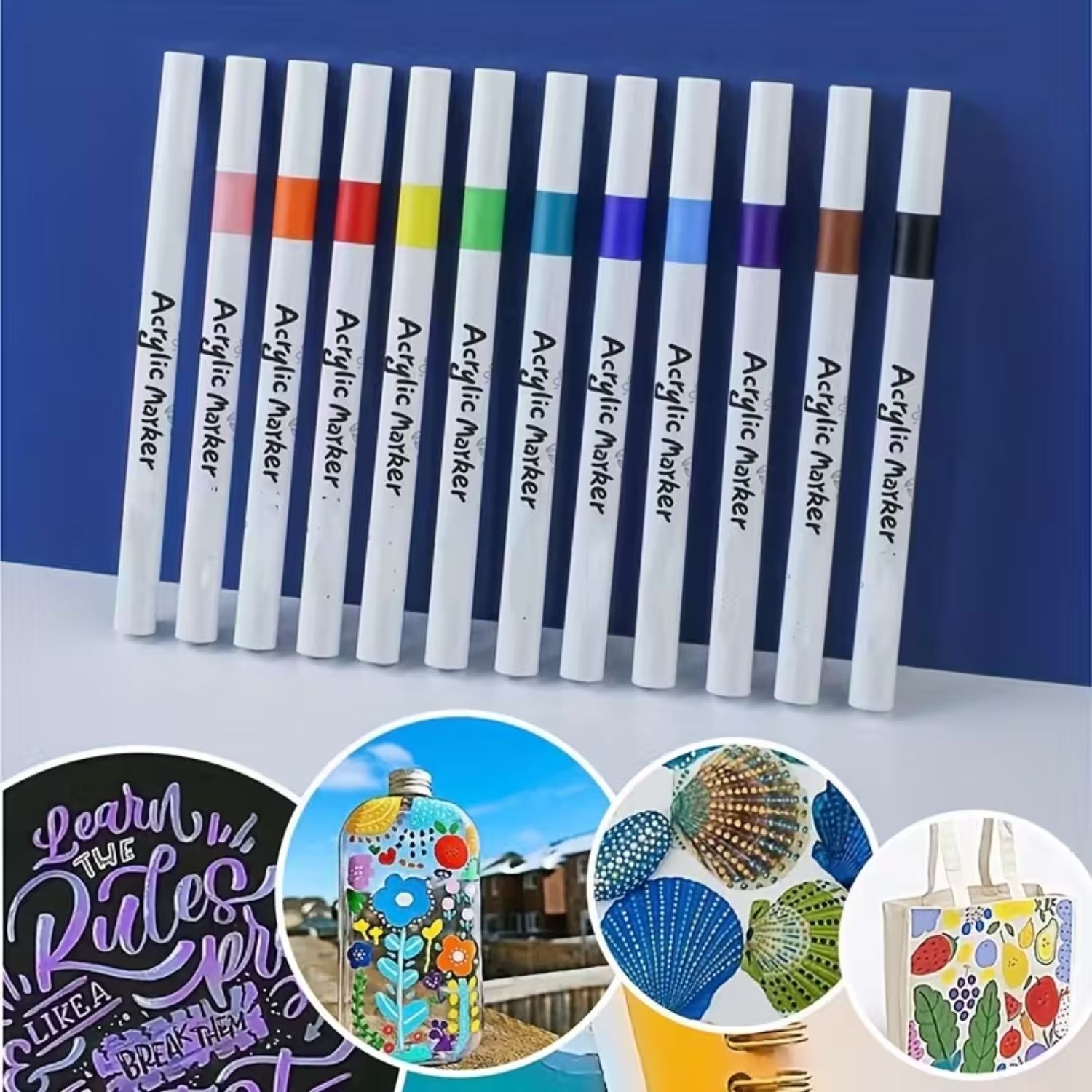 Set Marcadores Acrílicos Con Estuche Colores y Plumones Hobbees