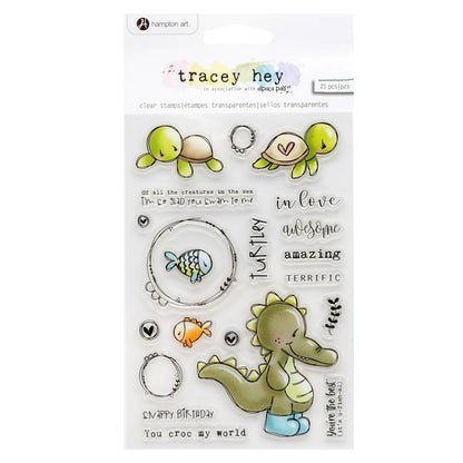 Tracey Hey Clear Stamps / Set Sellos Transparentes Croc My World Sellos American Crafts