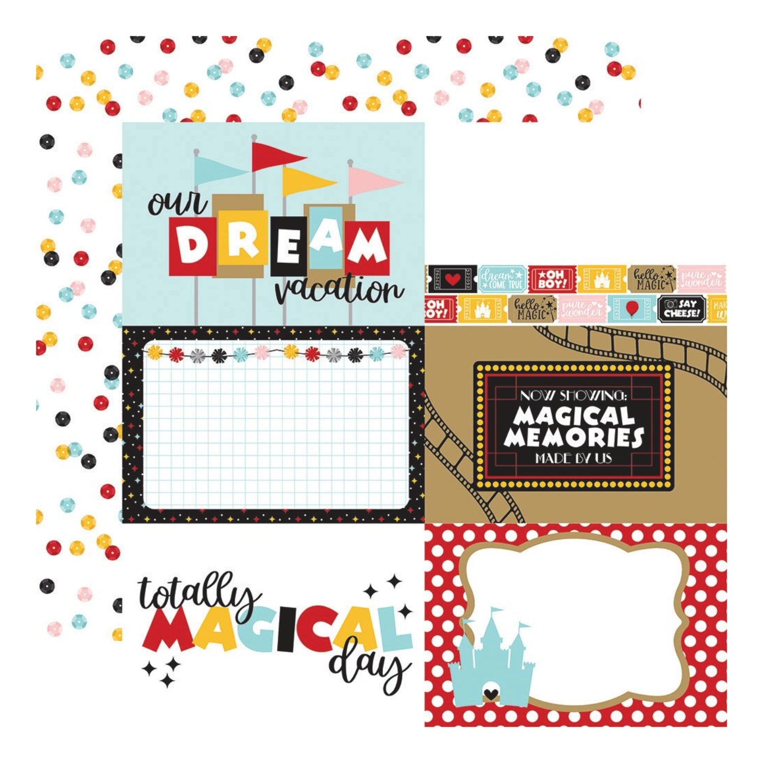 Magic Sparkle Double Sided Paper / Papel Doble Cara Mickey 12" Papel, Hojas Sueltas Echo Park