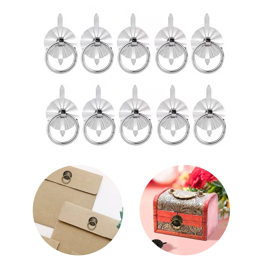 10 Jaladeras Tipo Brads Color Plateado 38mm Adornos / Embellishments Hobbees