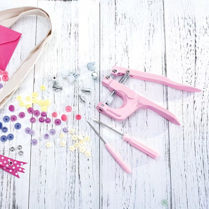 Remachadora de Botones Rosa con Botones