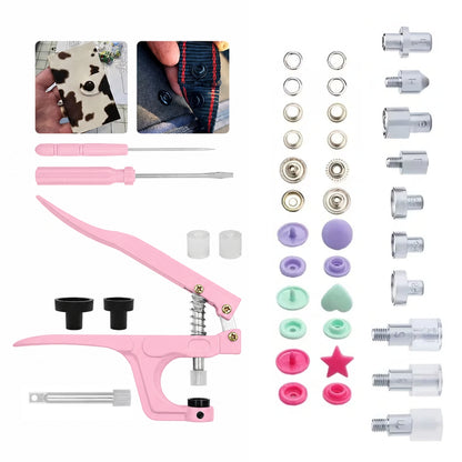 Remachadora de Botones Rosa con Botones