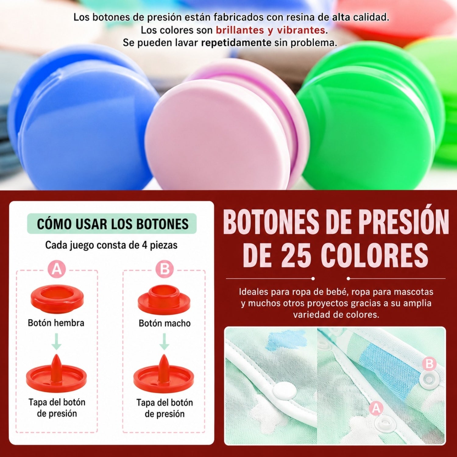Remachadora de Botones Rosa con Botones