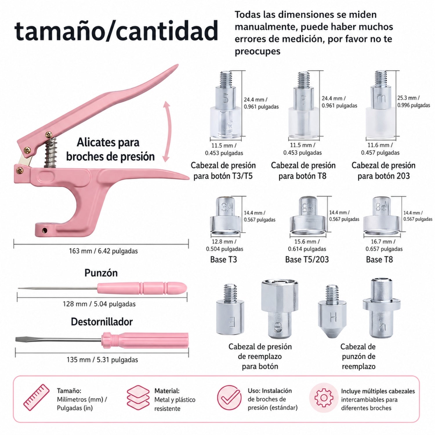 Remachadora de Botones Rosa con Botones