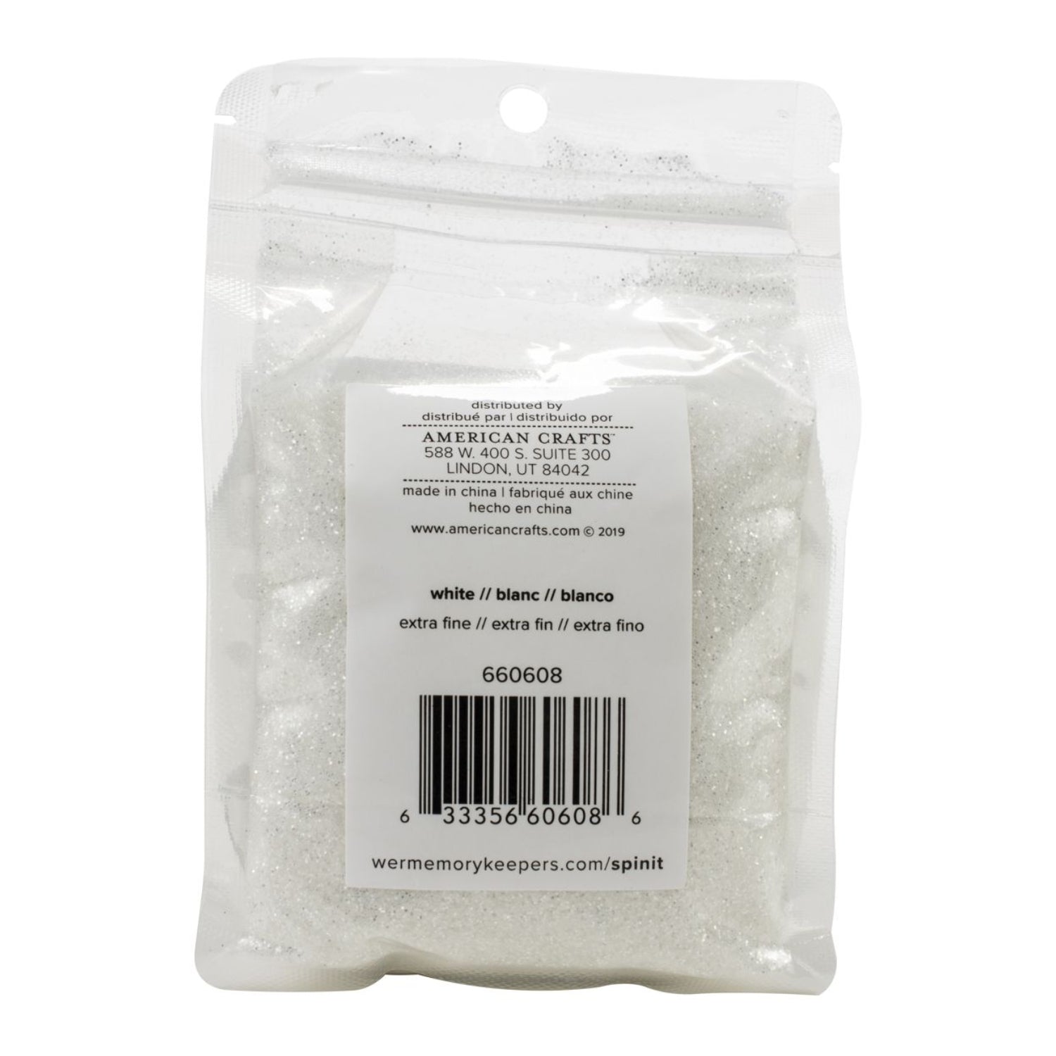 Spin It Extra Fine Glitter White Metalic / Diamantina Extra Fina Color Blanco Metálico Adornos / Embellishments We R Memory Keepers