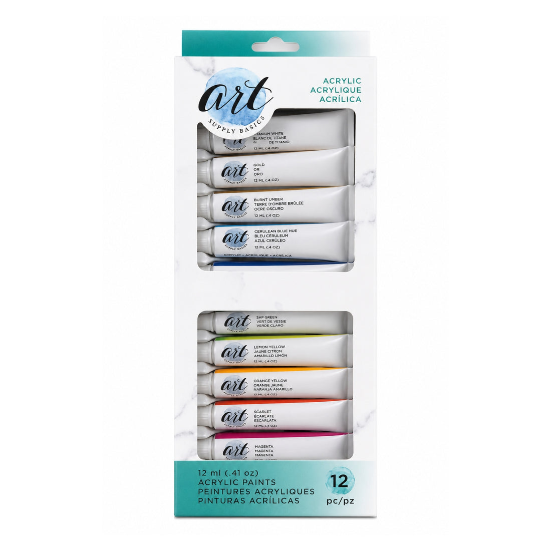 Acrylic Paints / 12 Tubos de Pintura Acrílica Acrìlicos Art Supply Basics