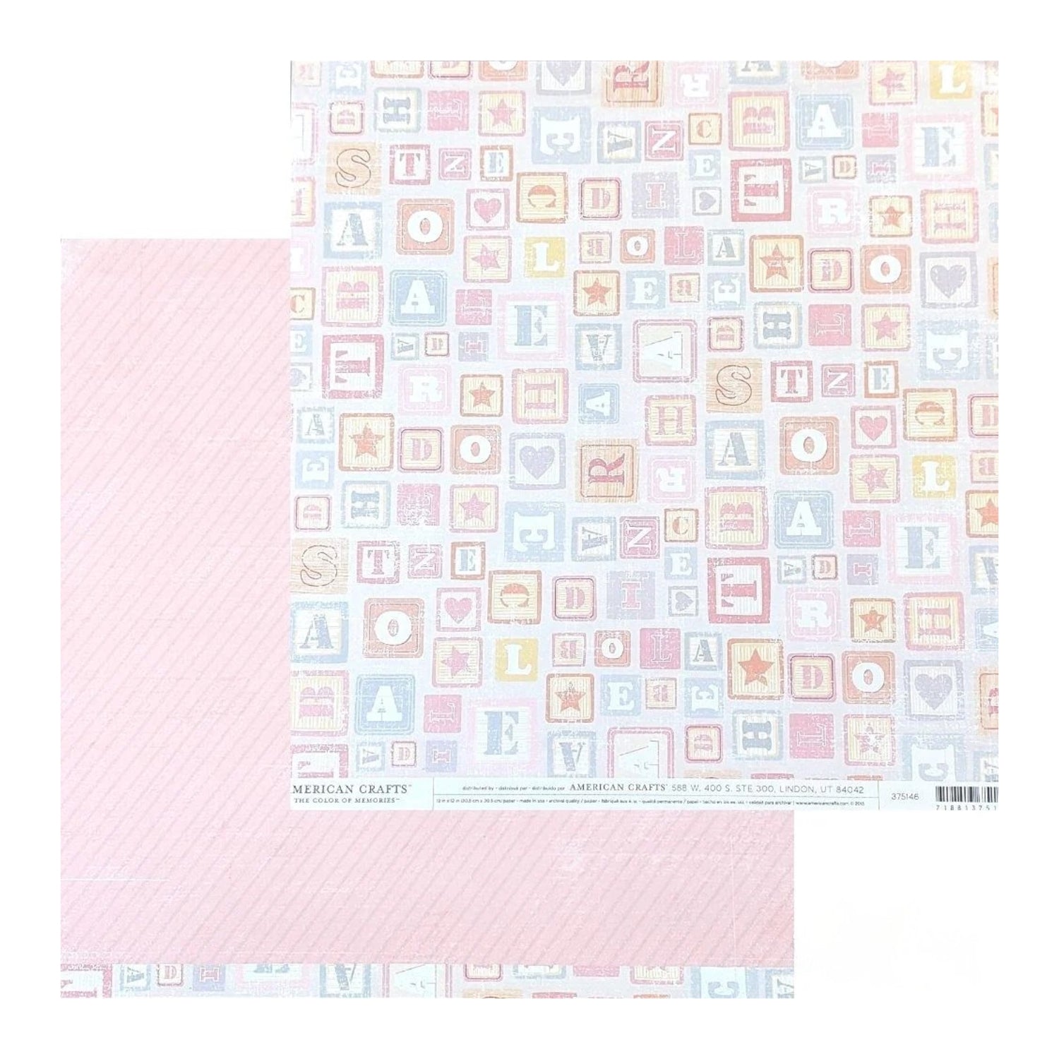 Double-Sided Cardstock Nursery / 1 Hoja de Cartulina Doble Cara Bebés Papel, Hojas Sueltas American Crafts