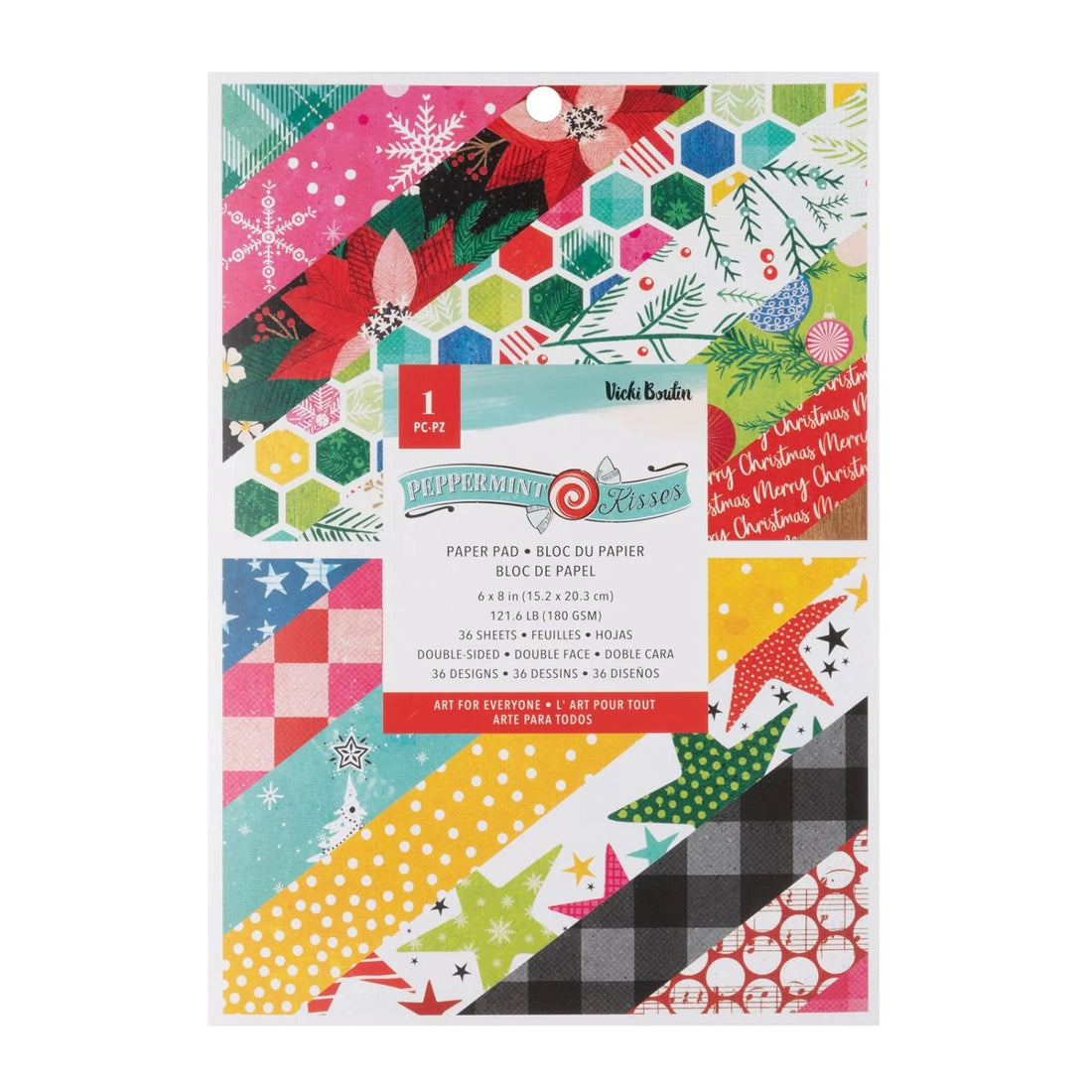 Peppermint Kisses Paper Pad 6" / Block de Papel Navideño Doble Cara Papel Vicki Boutin
