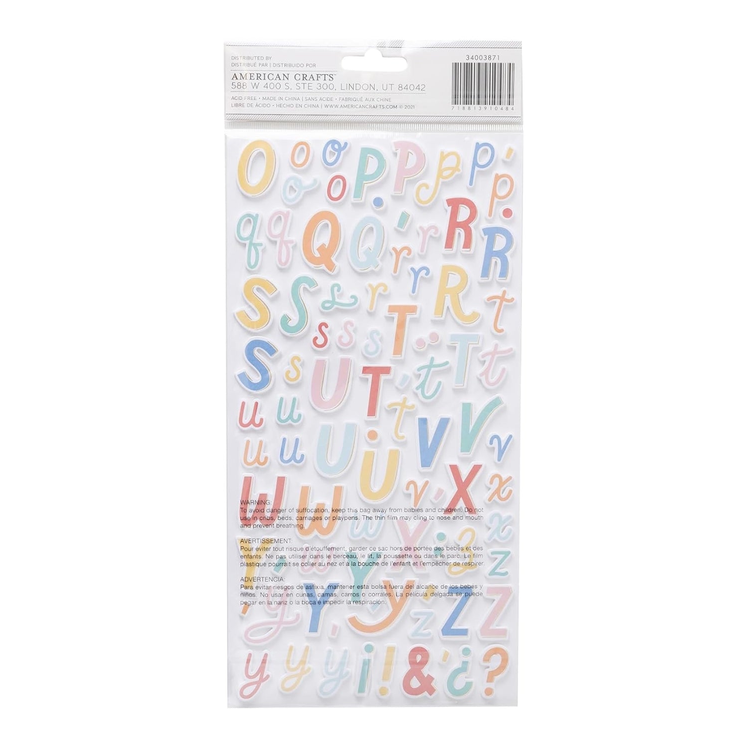 Especial Thickers Stickers / Estampas Gruesas de Alfabeto Stickers American Crafts