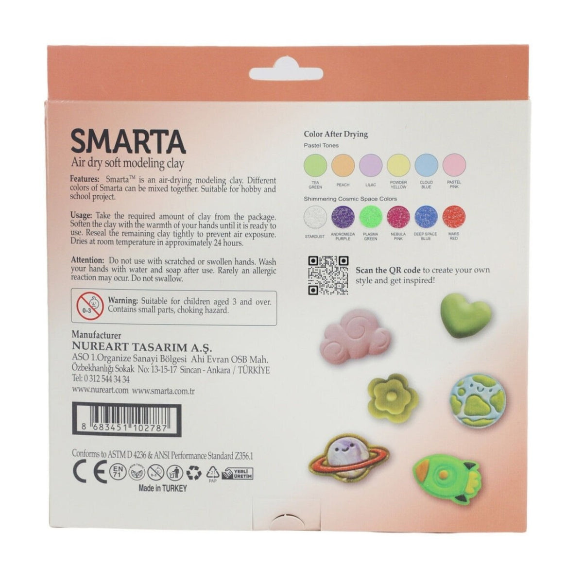 Set Air Dry Modeling Clay / Set Arcilla Para Modelar 12 Colores Modelado Smarta