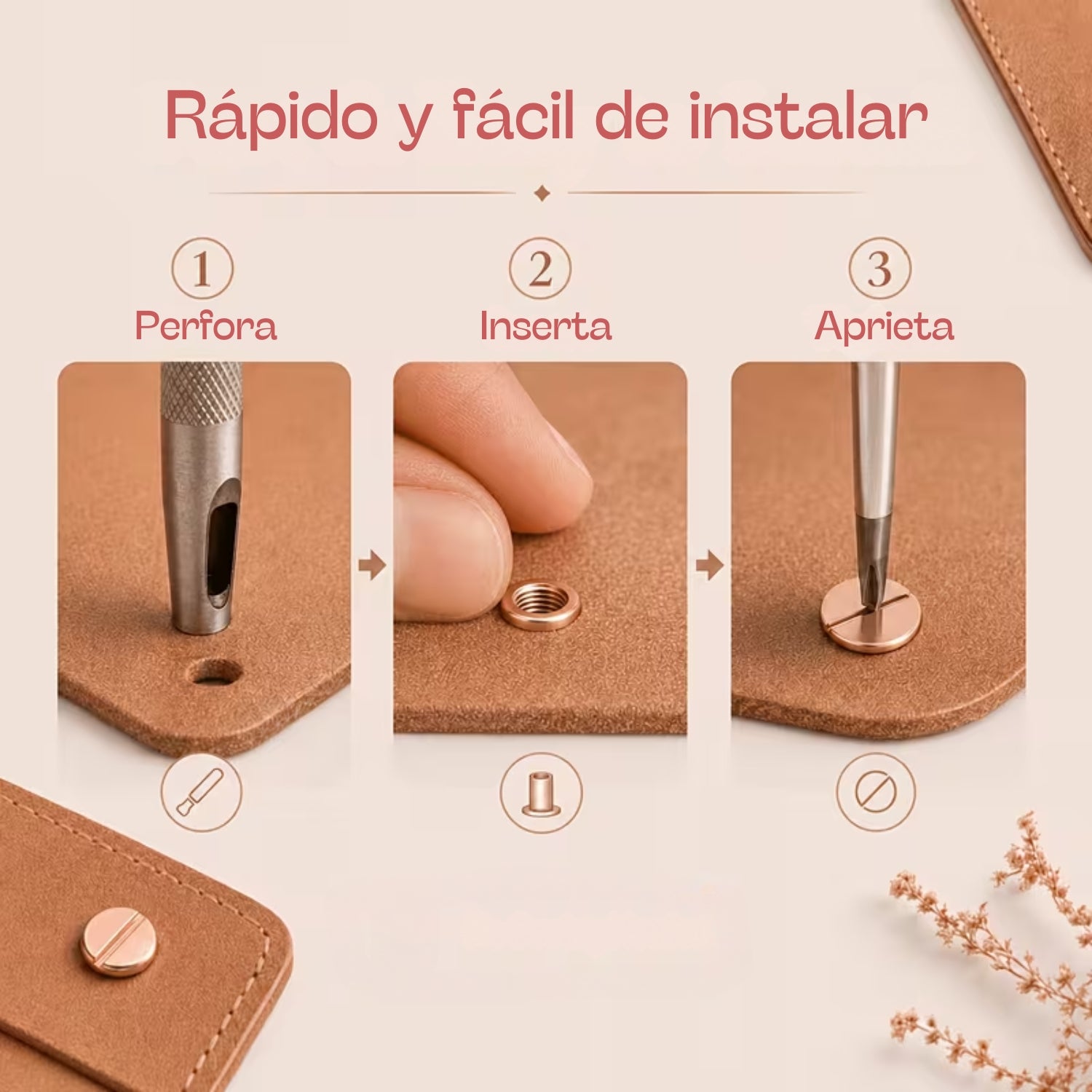 Tornillo Chicago Oro Rosa para Encuadernación 6mm