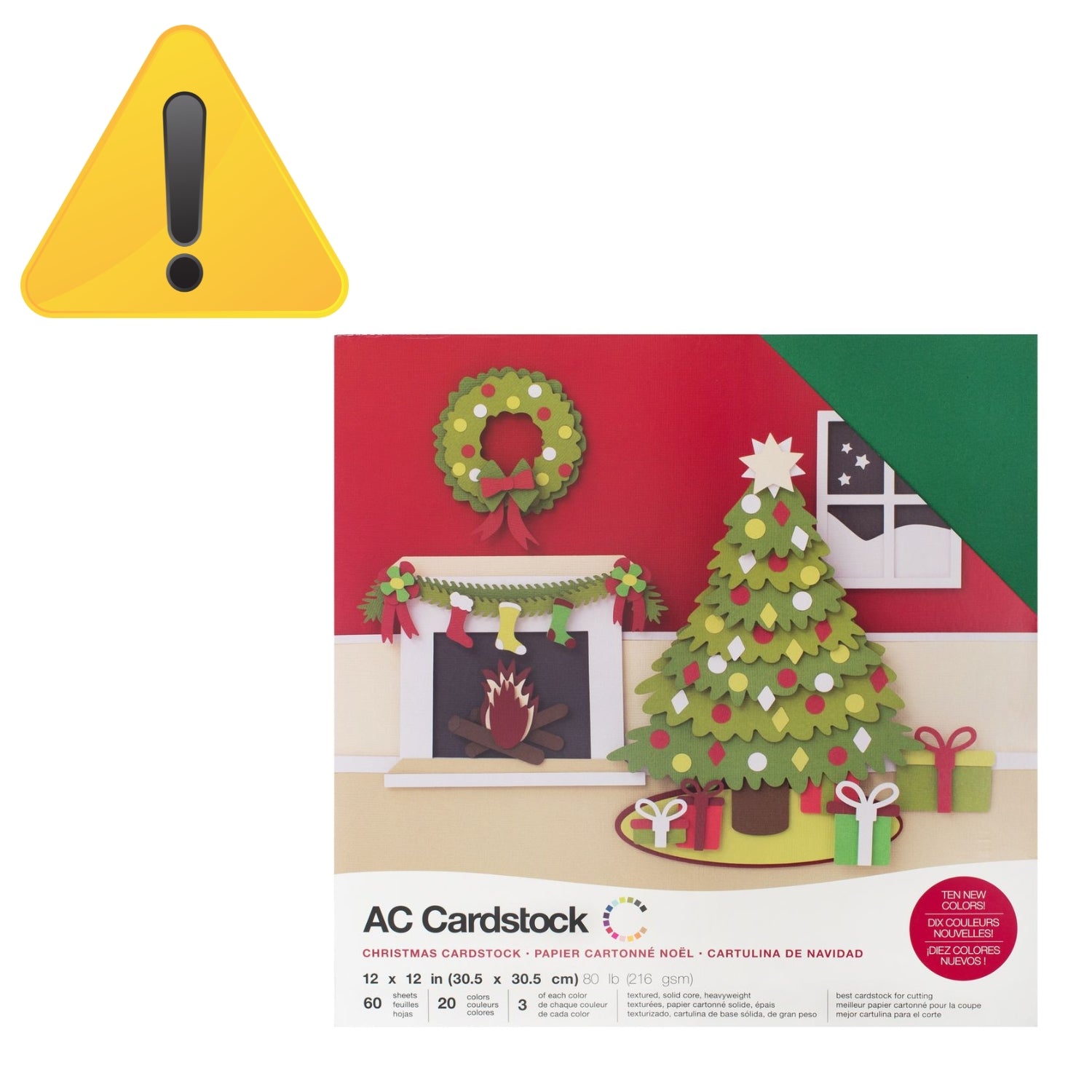 EA Christmas Variety Cardstock 12" / 60 Hojas de Cartulina de Colores hojas American Crafts