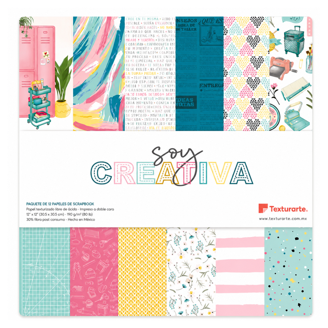 Pad de 12 Hojas Doble Vista Soy Creativa Papel Texturarte