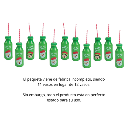 EA Christmas Bottles / Vasos Navideños con Tapa y Popote