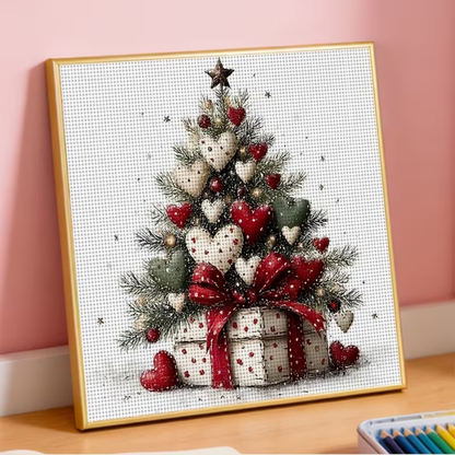 Kit Bordado Punto de Cruz Christmas Tree Embroidery Kit 30cm Costura Dowdell