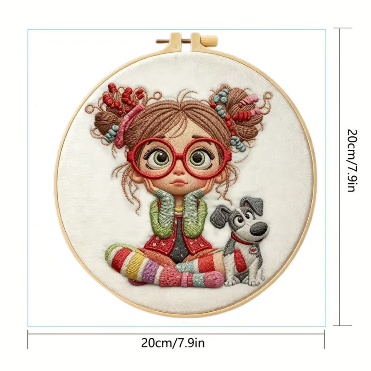 Kit Bordado Little Girl with Dog Embroidery Kit  20cm
