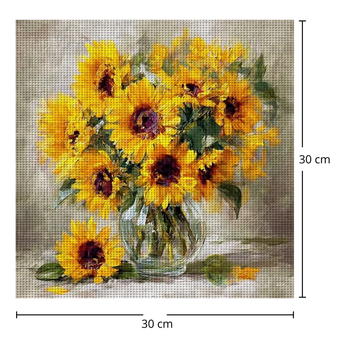Kit Bordado Punto de Cruz Oil Painting Sunflower Cross Stitch Kit 30cm