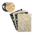 Pow Glitter Flourish Paper Pack / 4 Hojas de Papel Estampado Negro y Dorado Papel American Crafts