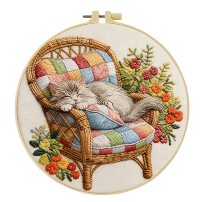 Kit Bordado Cozy Cat Embroidery Kit 20cm